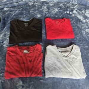 CSG Men's Cotton T-Shirts Lot of 4 XL 2XL V-Neck Tie Dye